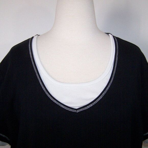 Made for Life T Shirt Top Womens Plus 3X Comfy Short Sleeve Black White Stretch - Picture 3 of 10